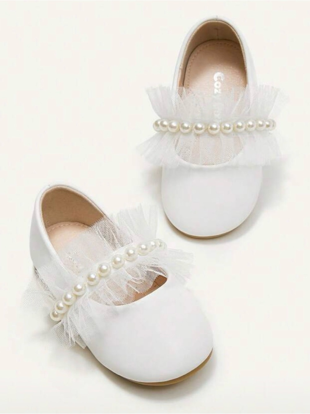 Lace & Faux Pearl Adorable Flat Shoes For Baby Girls